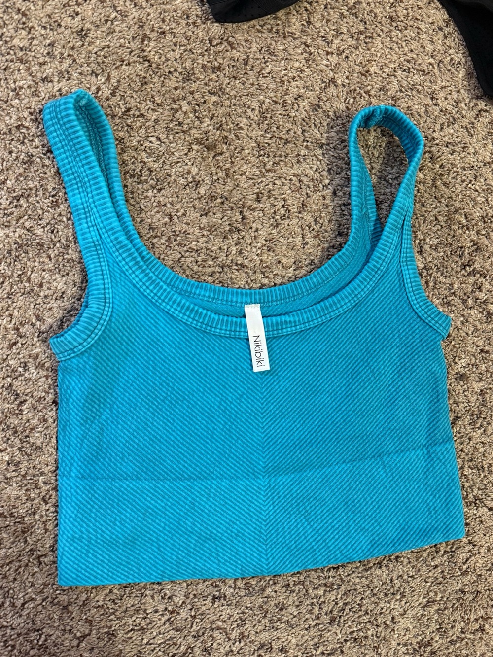 Nikibiki Ribbed Turquoise Crop Tank Top